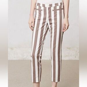 Anthropologie Cartonnier Charlie Stripe Brown Crop Trousers